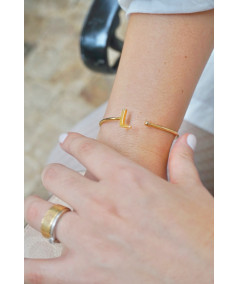 PULSERA INICIAL BRONCE CON BAÑO DE ORO