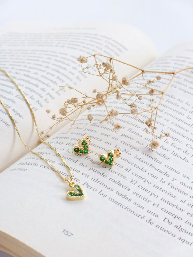 Set corazón esmeralda