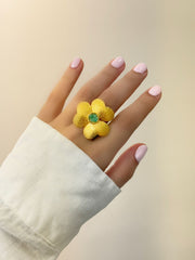 anillo flor esmeralda